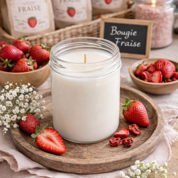Bougie parfumée Fraise cire soja-Effet de Cyr